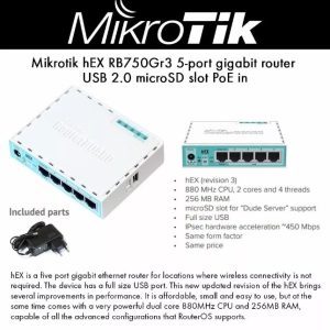 Mikrotik Rb750gr3 5 Puertos Gigabit 256 Mb Router Ethernet