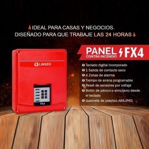 PANEL DE ALARMA CONTRA INCENDIO LINSEG FX4 4 zonas