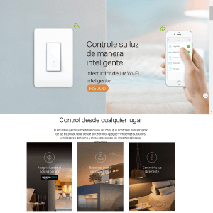 Interruptor de luz Wi-Fi inteligente 1 boton HS200 TP-LINK